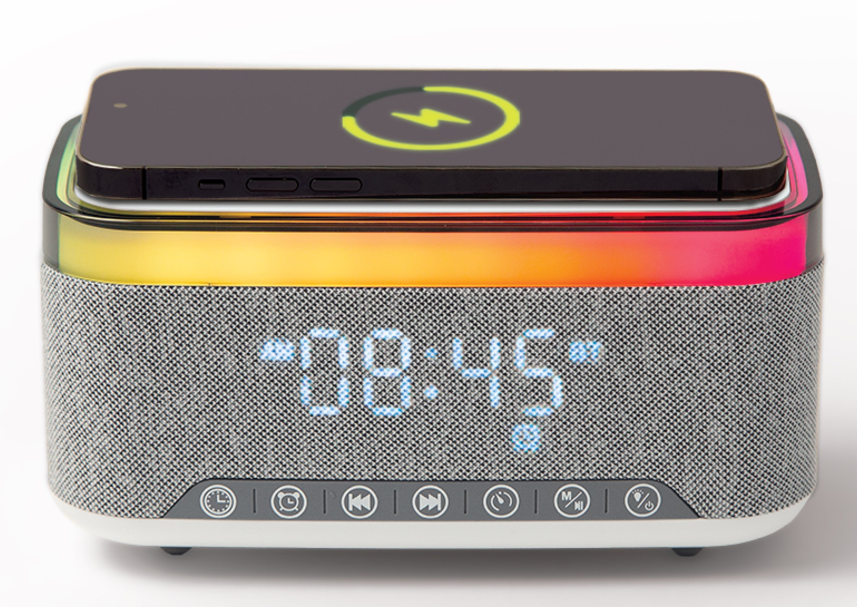Chargeworx 2-in-1 Wireless-Charging Alarm Clock with RGB