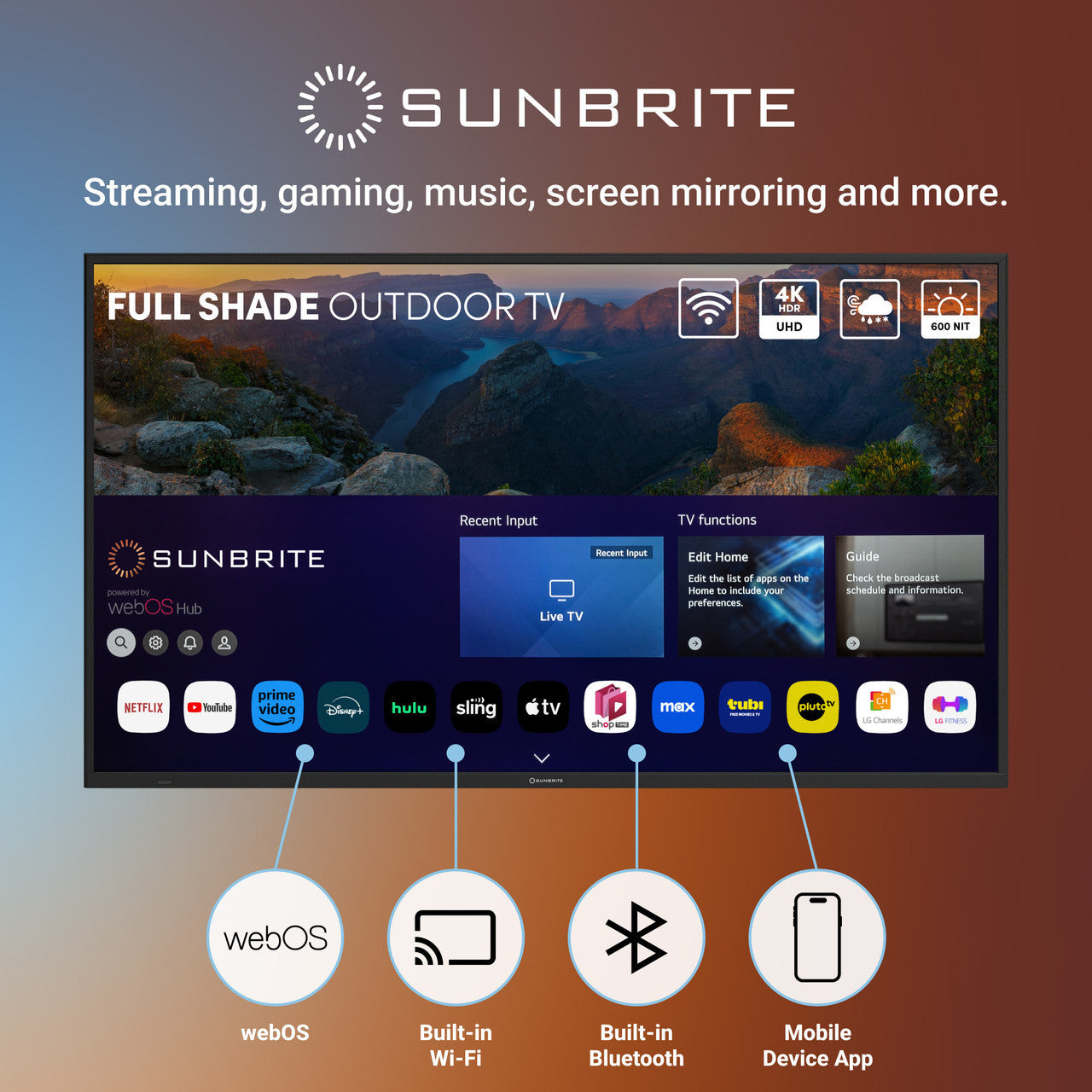 65" Veranda 4 Series - Smart Outdoor TV - Full Shade - 4K UHD HDR SB-V4-65-BL