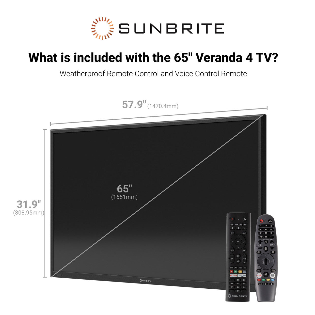 65" Veranda 4 Series - Smart Outdoor TV - Full Shade - 4K UHD HDR SB-V4-65-BL