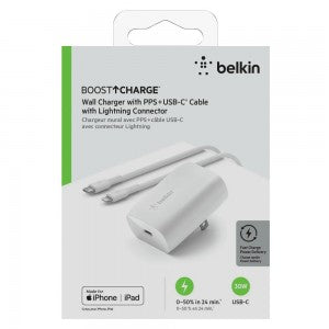 Belkin BoostCharge USB-C PD 3.0 PPS Wall Charger 30W (USB-C Cable w/ Lightning Connector)