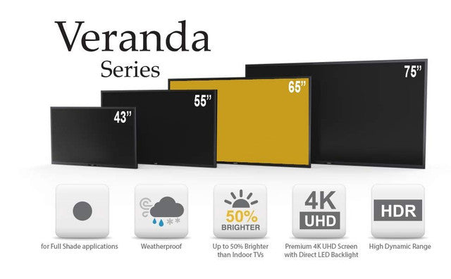 SunBrite 65" Veranda Outdoor 4K LED HDR TV - Full Shade