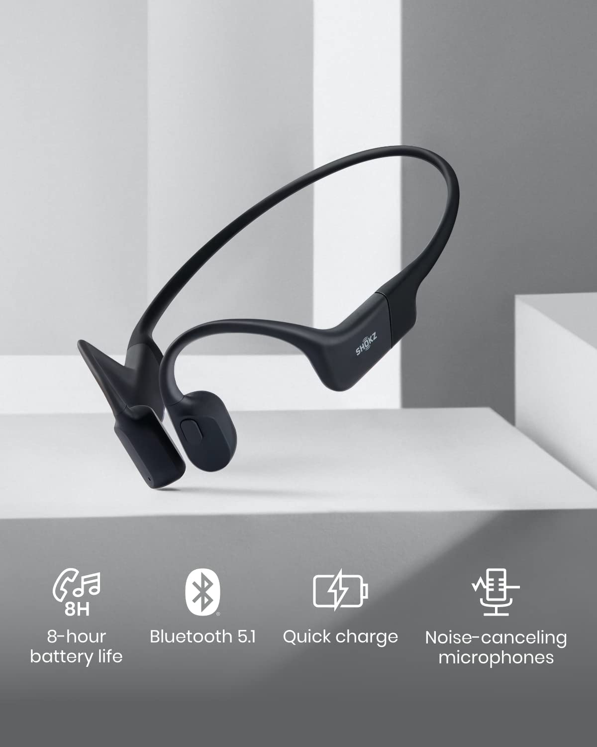 Shokz OpenRun Bone-Conduction Open-Ear Sport Headphones with Microphones