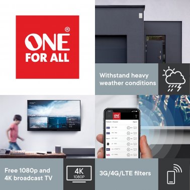 One For All Pro Amplified Outdoor HDTV Antenna with Mounting Kit