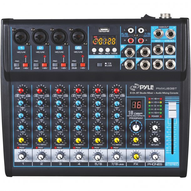 Pyle Bluetooth Pro Audio DJ Sound Mixer (8 Channels)