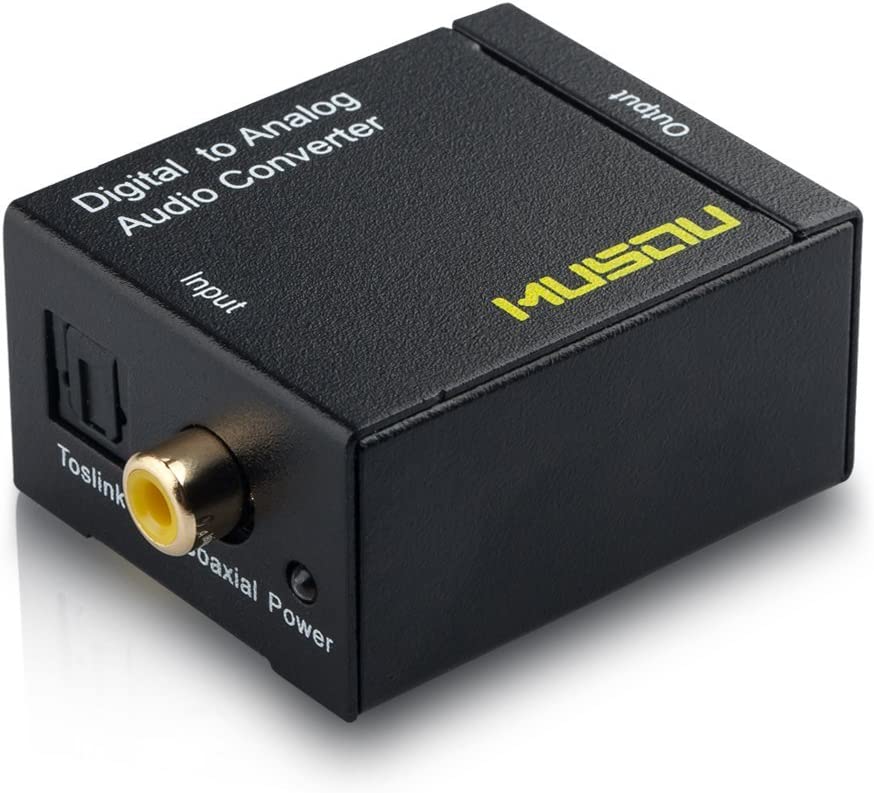 Musou Digital Optical Coax to Analog RCA Audio Converter Adapter with Fiber Optical Cable