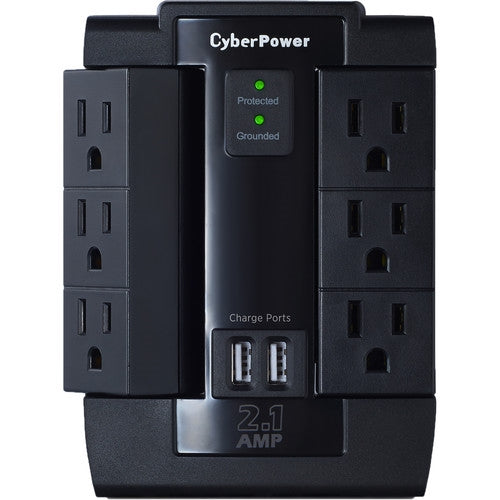 CyberPower P600WSURC1 Home Office Surge-Protector Swivel Wall Tap with 2 USB Ports