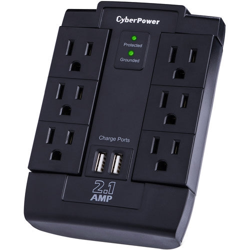 CyberPower P600WSURC1 Home Office Surge-Protector Swivel Wall Tap with 2 USB Ports