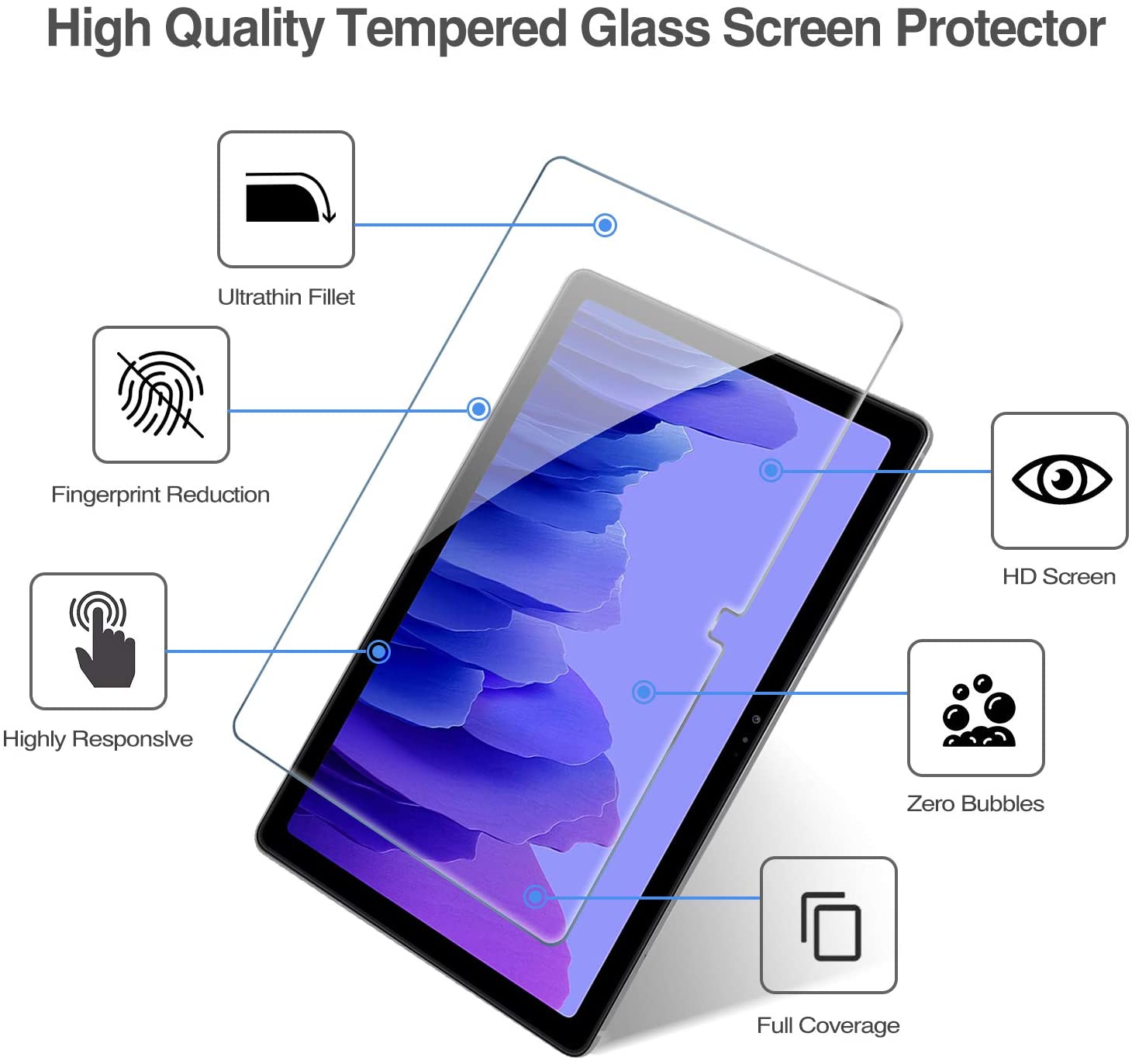 ProCase [2 Pack] Tempered Glass Screen Film Guard Screen Protector for Samsung Galaxy Tab A7 10.4" 2020 [T500] - Clear