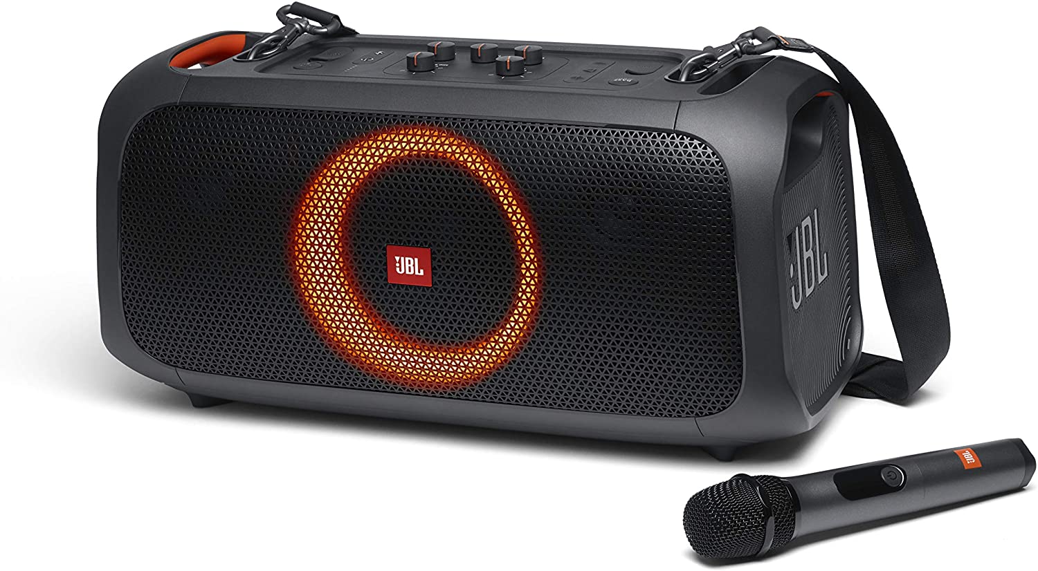 JBL PartyBox On-The-Go High Power Portable Party Speaker with Built-In Lights and Wireless Mic