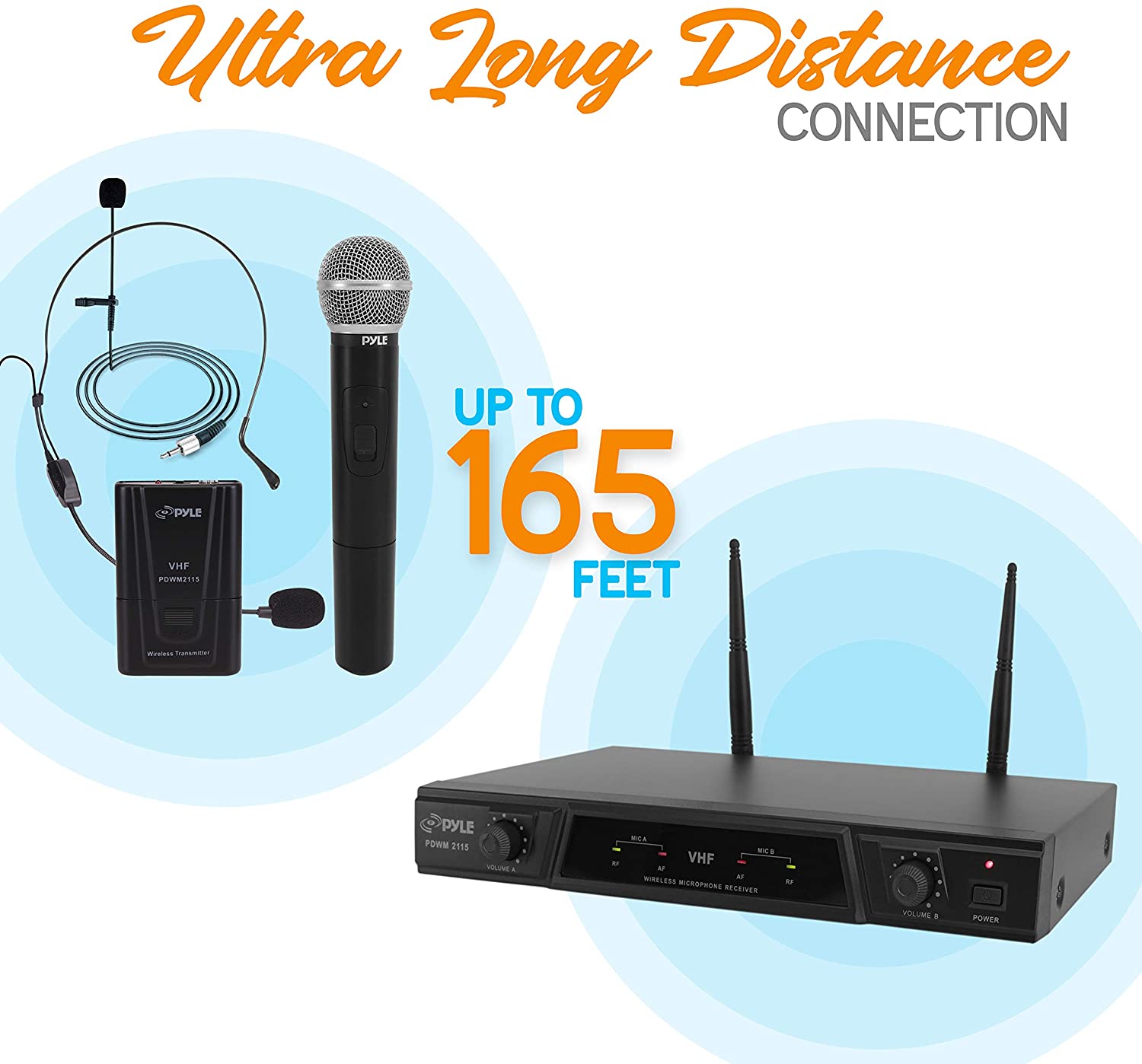 Pyle PDWM2115 VHF Wireless Microphone Receiver System