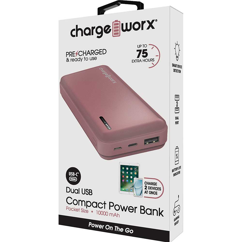 Chargeworx 10000mAh Dual USB Compact Power Bank