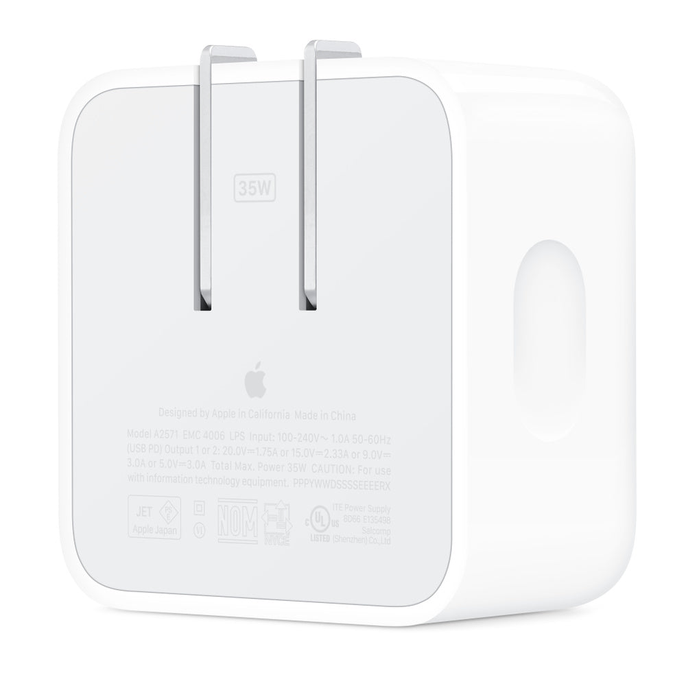 Apple OEM- 35W Dual USB-C Port Compact Power Adapter | Folding Prongs