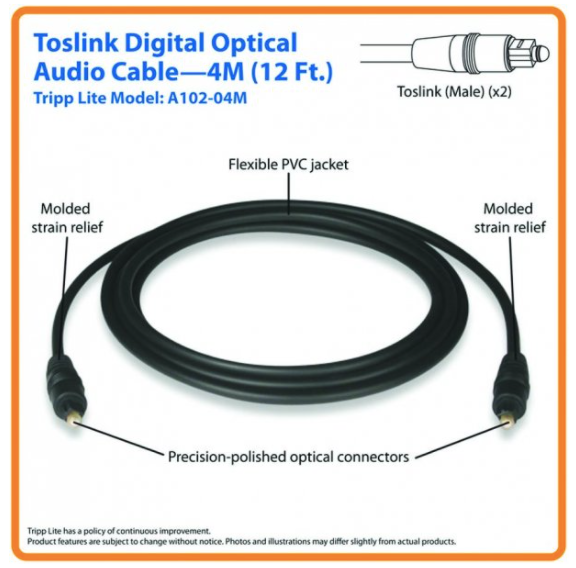 Tripp-Lite TOSLINK Digital Optical SPDIF Audio Cable (13ft)