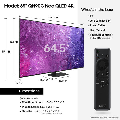 Samsung QN90C 65" Class Neo QLED 4K UHD Quantum HDR 32x Smart TV (2023)