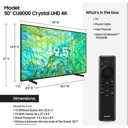 Samsung CU8000 55" Class HDR 4K Crystal UHD Smart LED TV (2023)