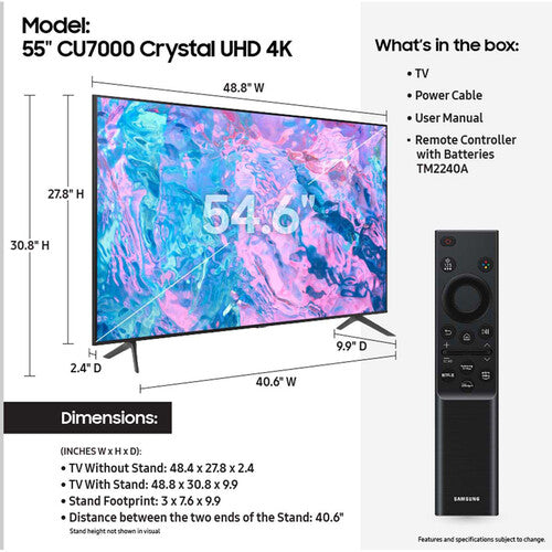 Samsung CU7000 55" Class HDR 4K Crystal UHD Smart LED TV (2023)