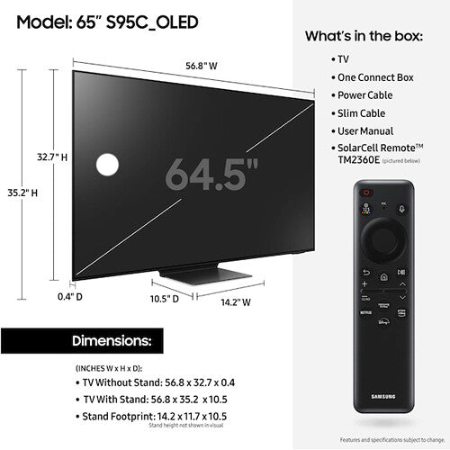 Samsung QN65S95C 65" HDR 4K UHD Quantum Dot OLED TV (2023)