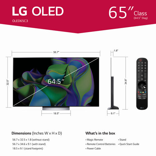 LG 65C3PUA 65" 4K HDR Smart OLED evo TV