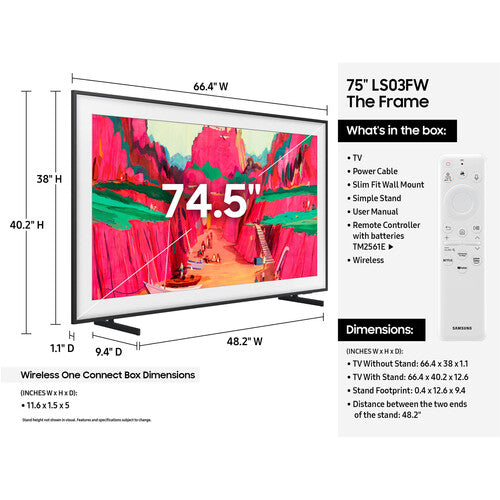 Samsung The Frame Pro LS03FW 75" 4K HDR Smart Neo QLED Mini-LED TV (2025)
