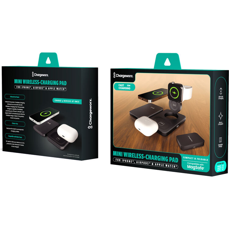 Chargeworx - 2-in-1 Magnetic Wireless Charging Pad for MagSafe Compatible Devices