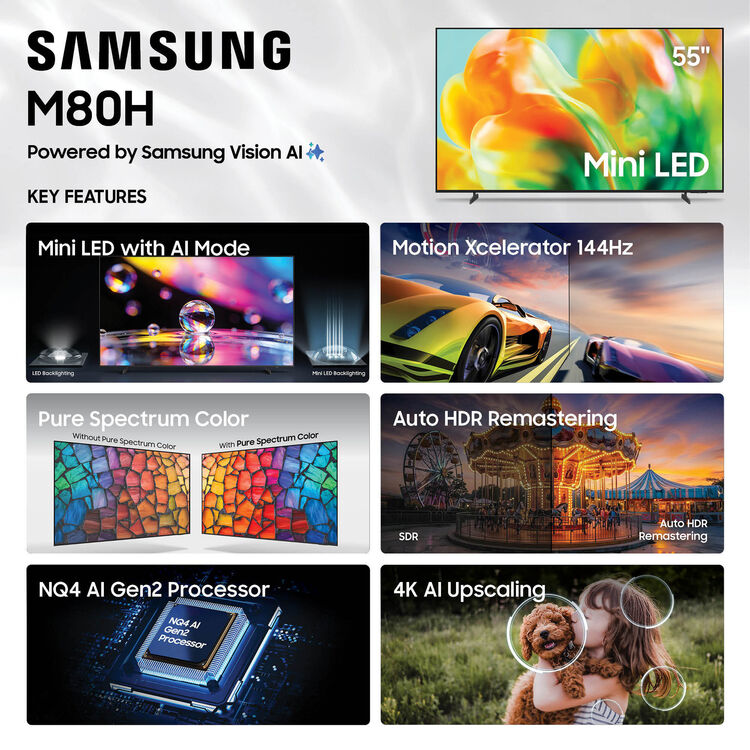 Samsung M80H 65" 4K HDR Smart Mini-LED TV (2026)