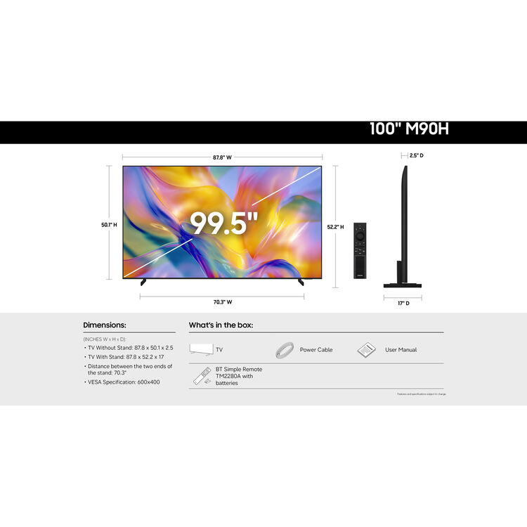 Samsung M90H 100" 4K HDR Smart Mini-LED TV