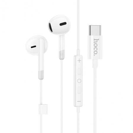 HOCO M109 1.2M Type-C Sunny Digital Wired Earphone with Microphone White