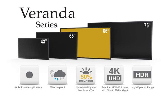 SunBrite 55" Veranda Outdoor 4K LED HDR TV - Full Shade