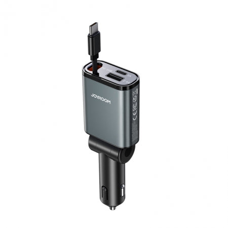 JOYROOM JR-CCL07 45W 3 in 1 Retractable Car Charger with Type-C Cable Dark Grey