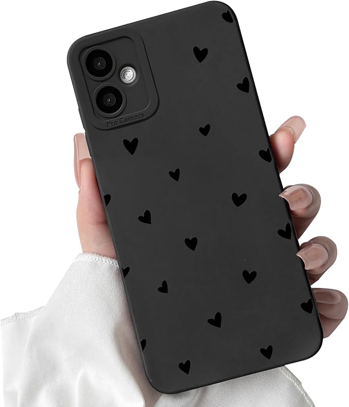 Samsung Galaxy A05 Case Cute Cool Heart with Black Design for Girls Women Soft TPU Shockproof Protective Girly Small Heart
