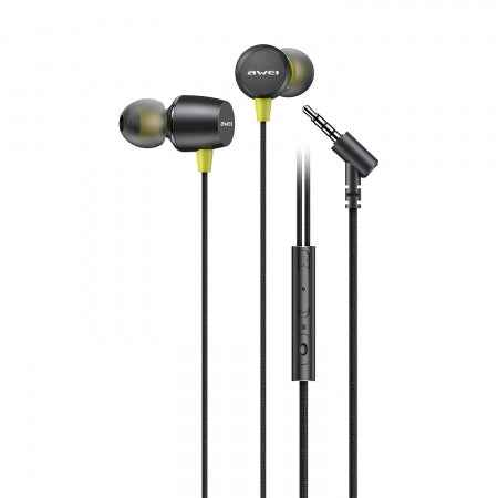 AWEI L5 3.5mm HIFI Stereo Corded In-ear Magnet Earphones Black