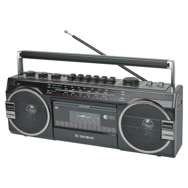 Audiobox RXC-25BT 10-Watt Portable Cassette Player and Recorder Boombox with 3-Band Radio, Bluetooth, and Speakers
