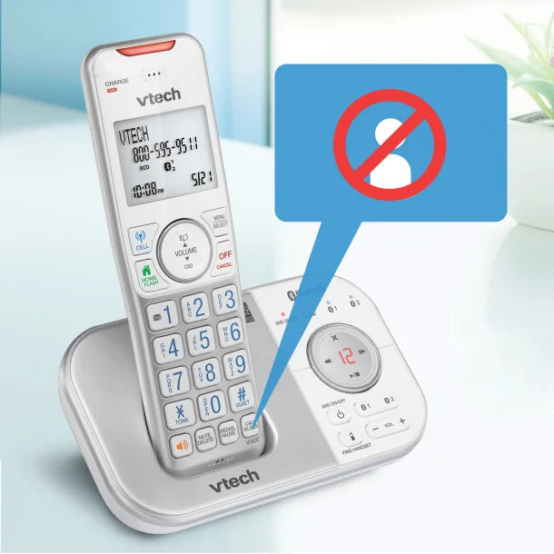 VTech® Bluetooth® DECT 6.0 Expandable Cordless Phone with Connect to Cell™ and Answering System (2 Handset; Silver)