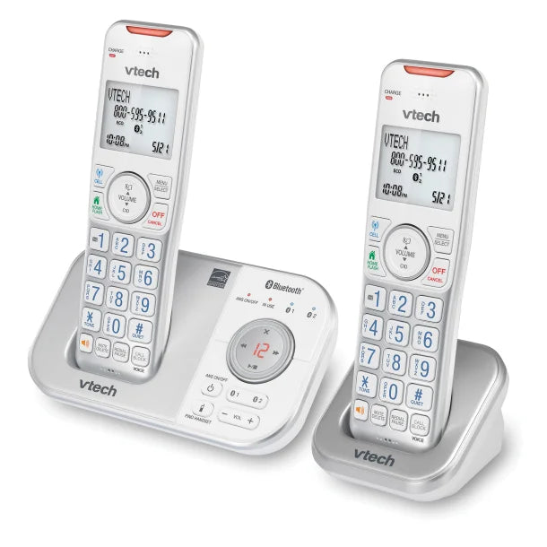 VTech® Bluetooth® DECT 6.0 Expandable Cordless Phone with Connect to Cell™ and Answering System (2 Handset; Silver)