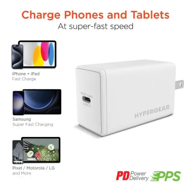 HyperGear® SpeedBoost 65-Watt USB-C® PD GaN Laptop Wall Charger with PPS, White