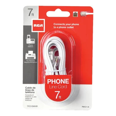 RCA Phone Line Cord 7ft (White)
