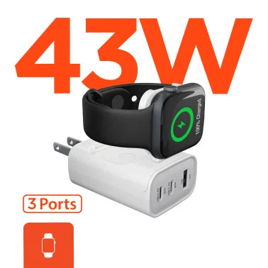HyperGear® SpeedBoost 43-Watt 3-Port USB Wall Charger with Built-in Apple Watch® Charger