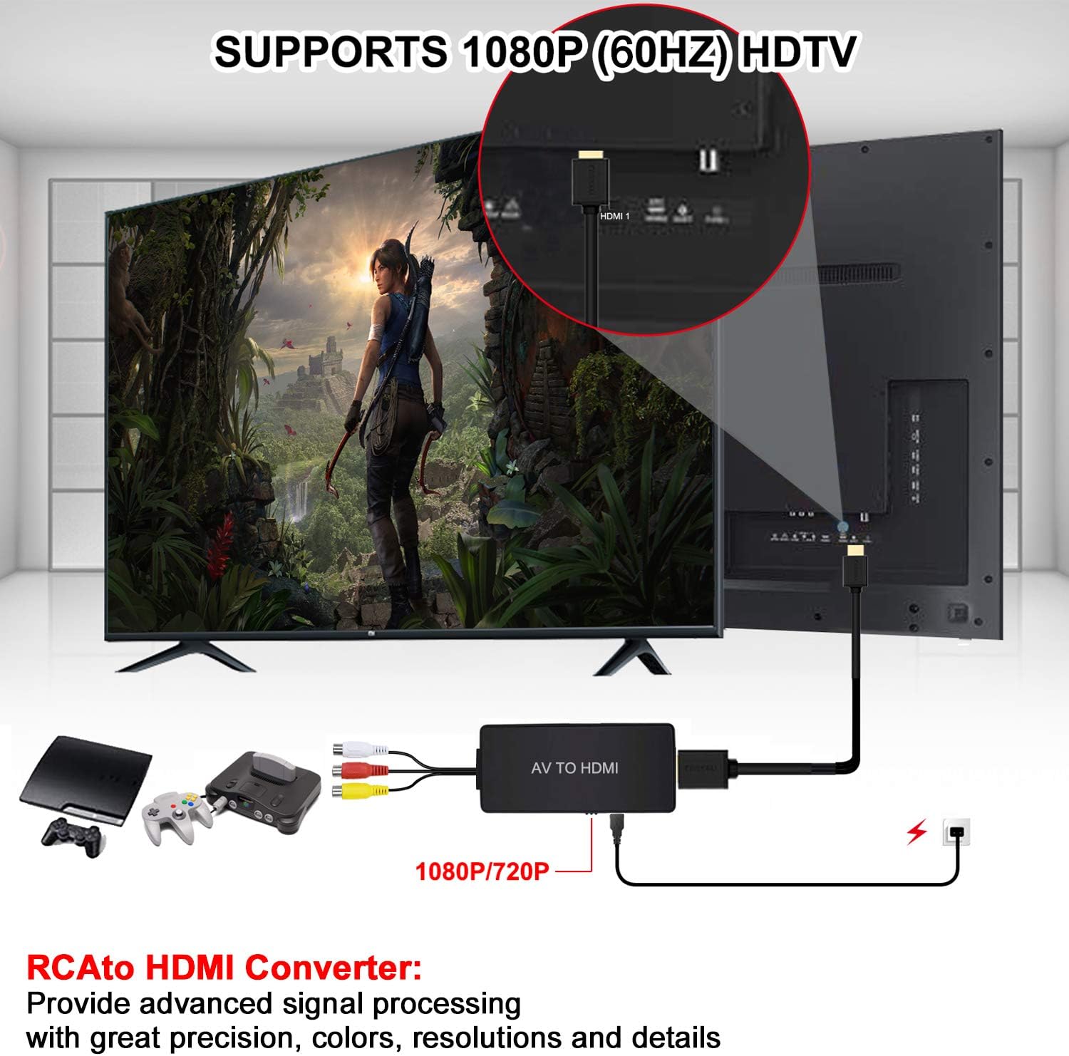 Composite Video (RCA) to HDMI Adapter