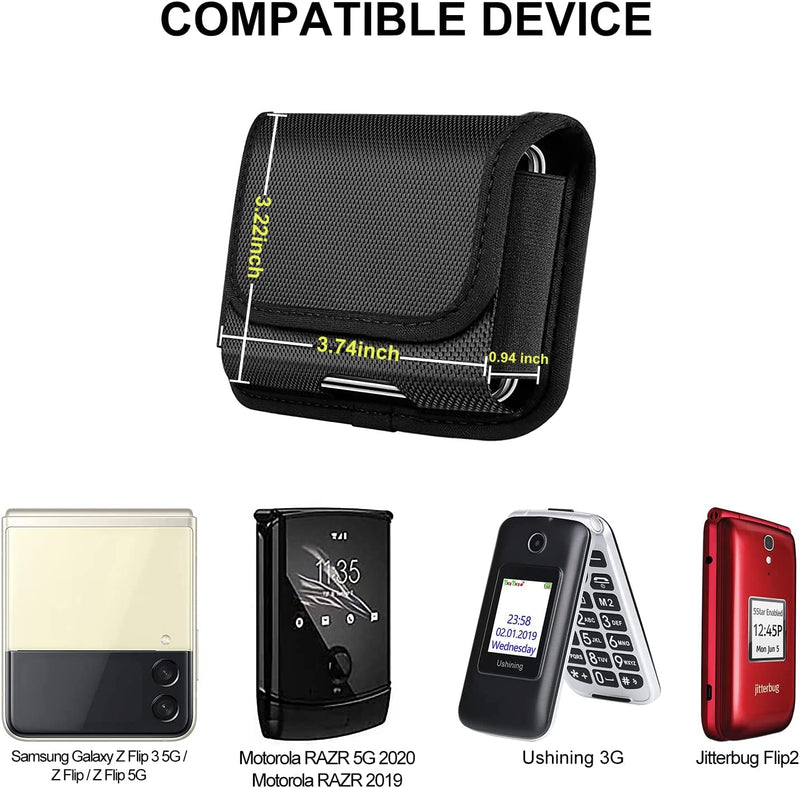 Universal Horizontal Nylon Cell Phone Holster Case with Belt Clip for Mobile Phone - Small