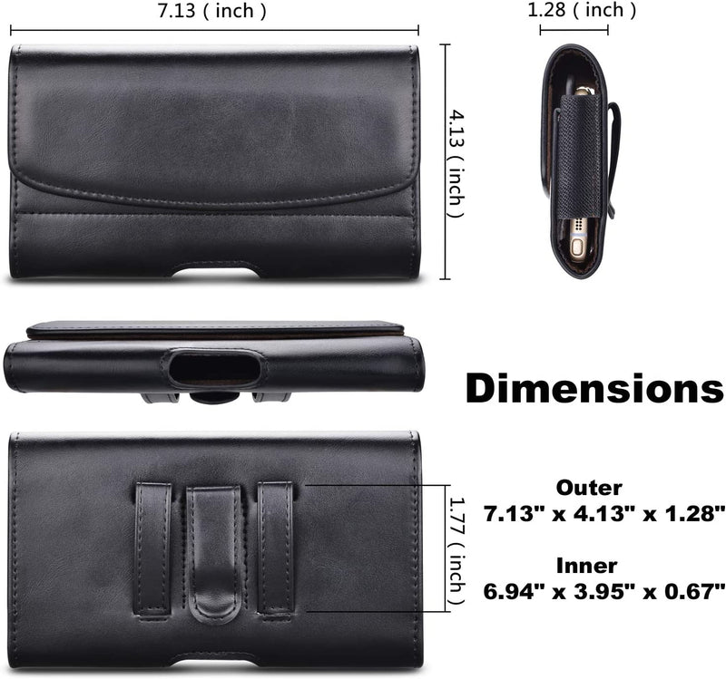 Universal Leather Cell Phone Holster Case with Belt Clip for Mobile Phone - XXL