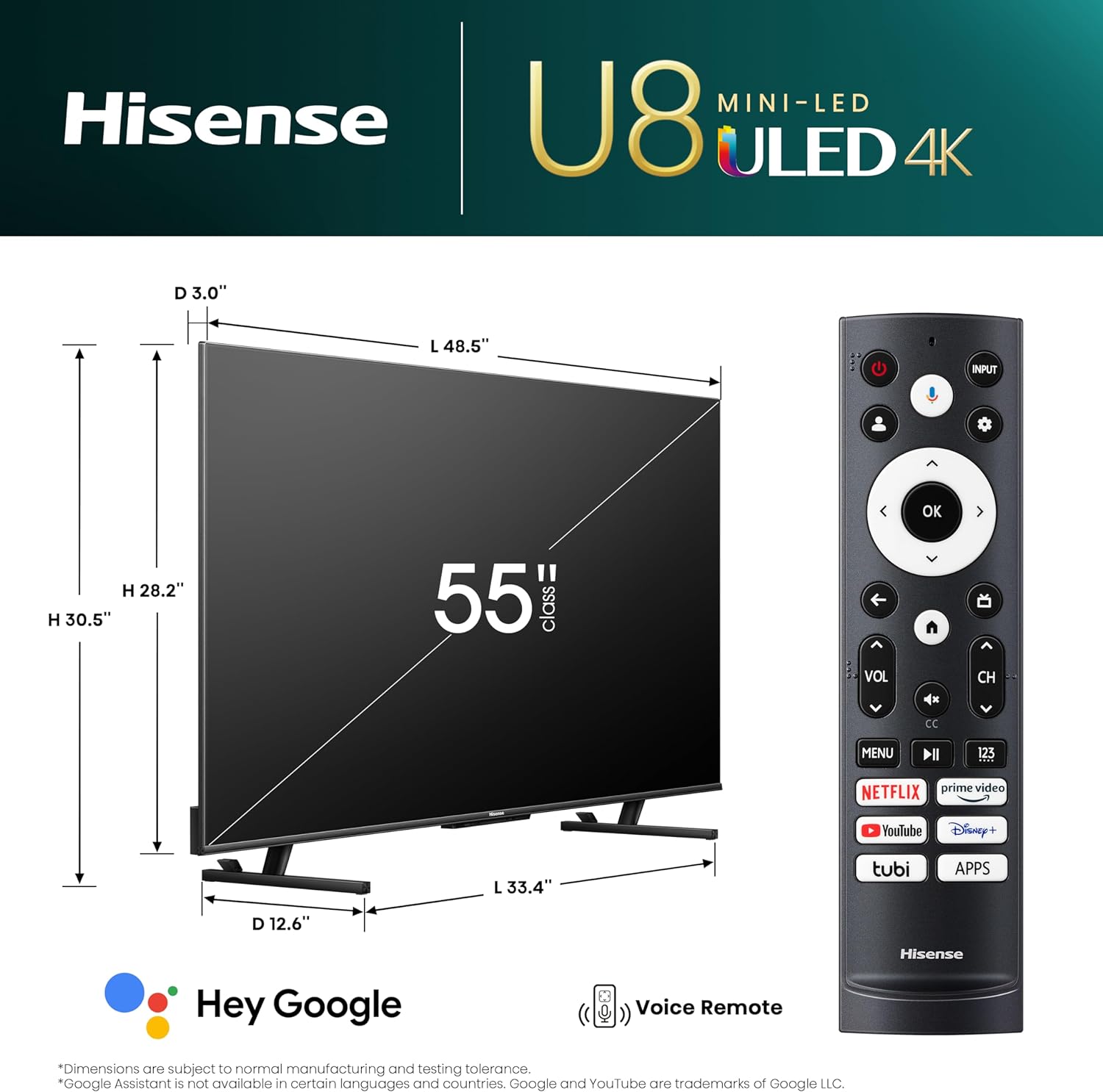 Hisense U8K 55" 4K UHD ULED Mini-LED Android Smart TV