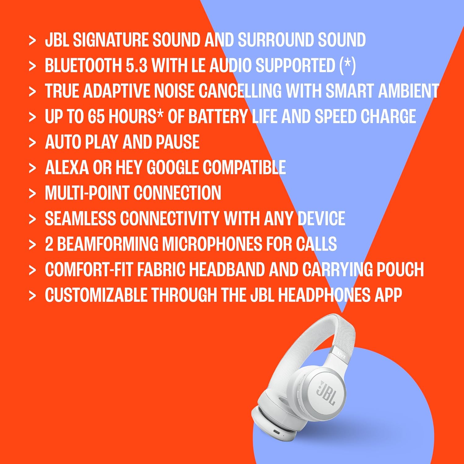 JBL Live 670NC - Wireless On-Ear Headphones with Adaptive Noise Cancelling