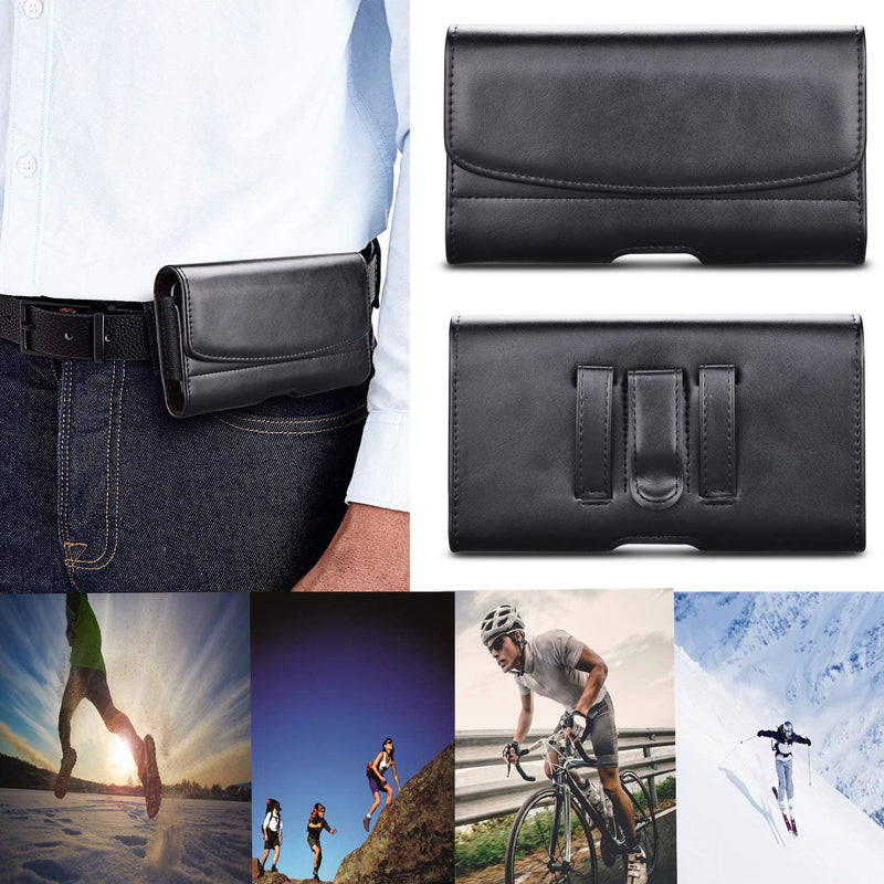 Universal Leather Cell Phone Holster Case with Belt Clip for Mobile Phone - XXL
