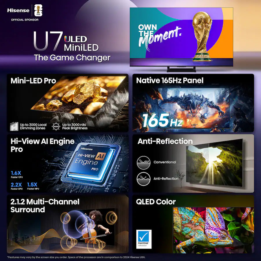 Hisense 85" Class U7 Series MiniLED ULED 4K Google Smart TV (2025)