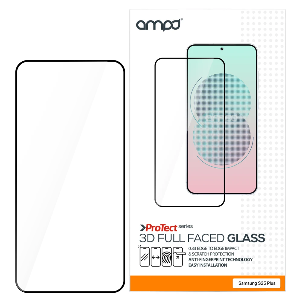 AMPD - 3D Full Faced Impact Flex Glass Screen Protector for Samsung Galaxy S25 Plus - Clear