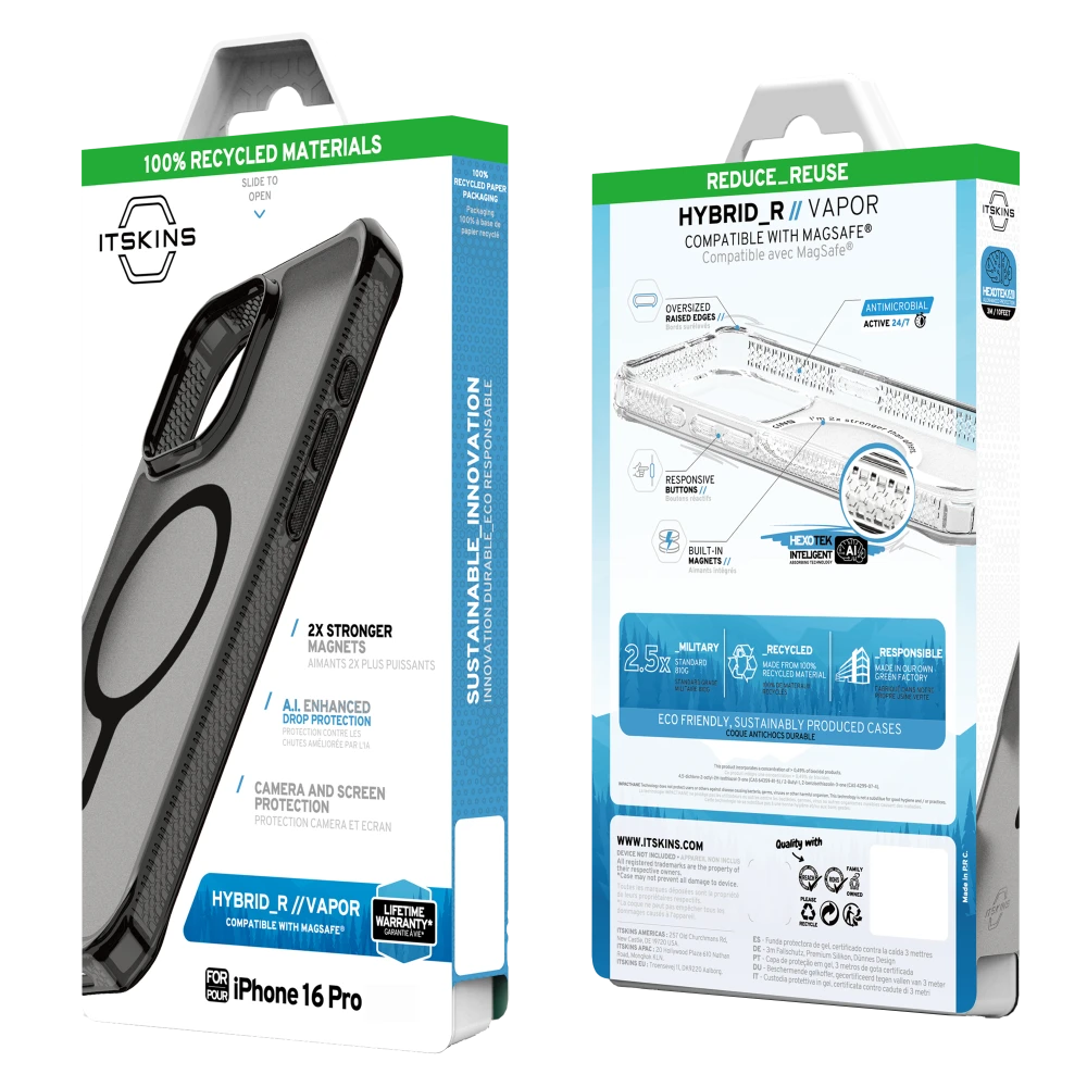 ITSKINS - Hybrid_R Vapor MagSafe Case for Apple iPhone 16 Pro - Smoke