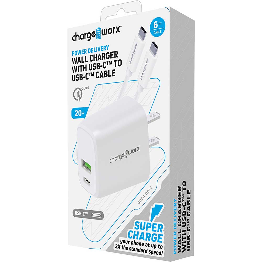 Chargeworx USB Wall Charger & USB-C Cable