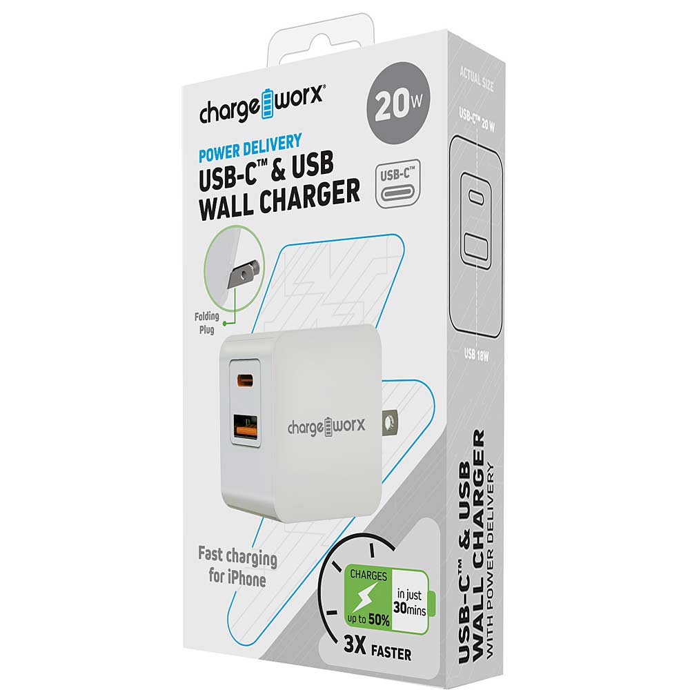 Chargeworx USB-C & USB-A Wall Charger With Power Delivery