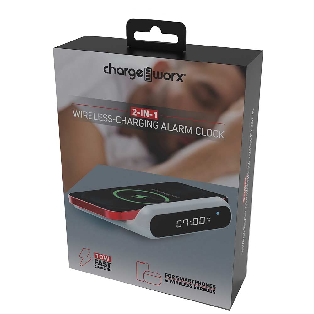 Chargeworx 2-in-1 Wireless-Charging Alarm Clock