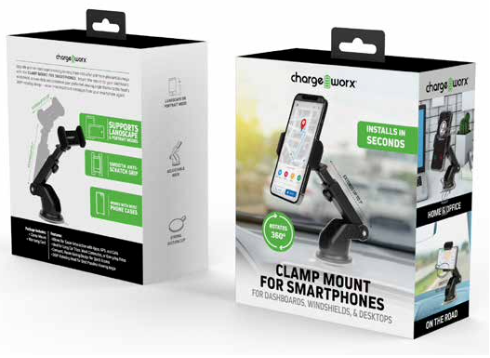 Chargeworx Universal Clamp Car Mount for Smartphones